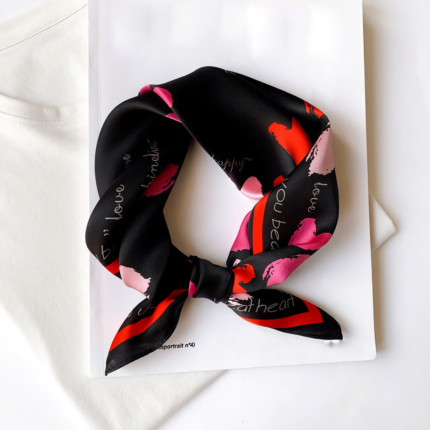 2022 Yeni Moda Dut İpek ve Paşmina (Mulberry & Pashmina) "Hearts" Desenli Kadın Bandana